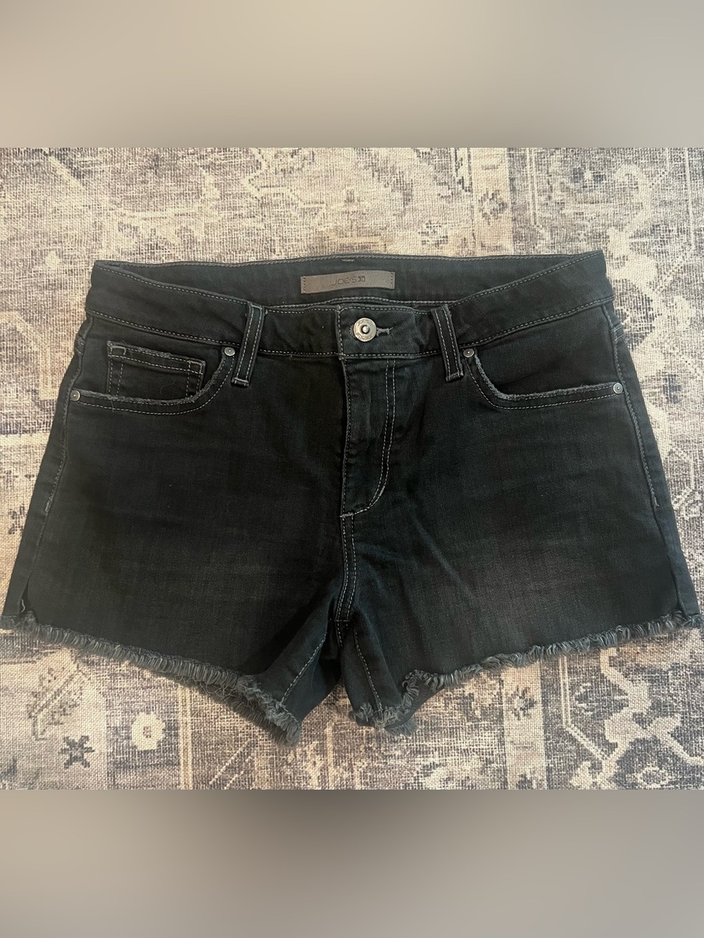 Joe's Jeans Black Denim Shorts with Frayed Hem